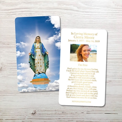 Show details for Virgin Mary Gold Foil Memorial Card