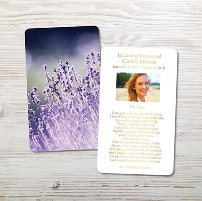 Show details for Lavender Lights Gold Foil Memorial Card