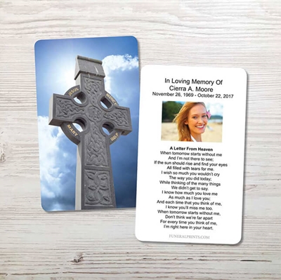 Show details for Celtic Cross Blue Sky 1 Memorial Card