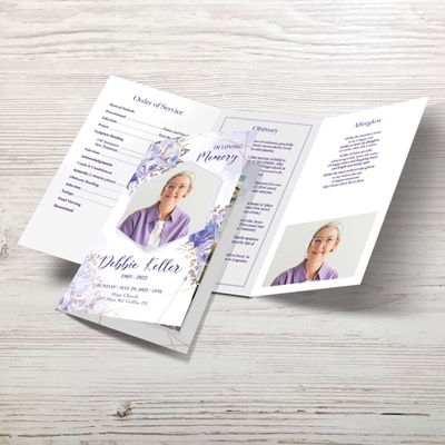 Show details for Purple Gold Floral Memorial Package
