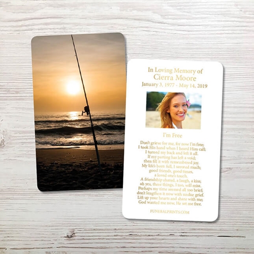 Picture of Fishing Pole Gold Foil Memorial Card