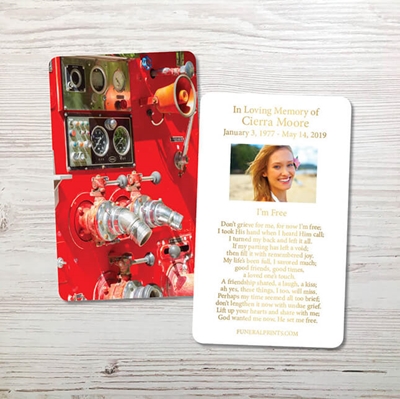 Show details for Red Fire Engine Gold Foil Memorial Card