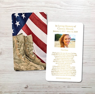 Show details for Flag & Boots Gold Foil Memorial Card