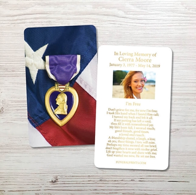 Show details for Purple Heart Gold Foil Memorial Card