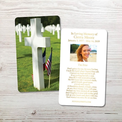 Show details for Cross Military Cemetary Gold Foil Memorial Card
