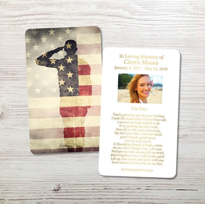 Show details for Soldier Saluting Gold Foil Memorial Card