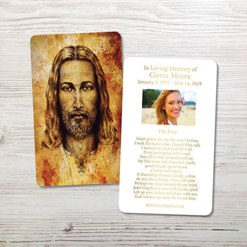 Picture of Jesus Gold Foil Memorial Card