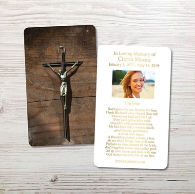 Show details for Crucifix Gold Foil Memorial Card