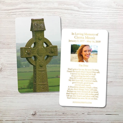 Show details for Celtic Cross Gold Foil Memorial Card
