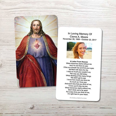 Show details for Jesus Sacred Heart Memorial Card