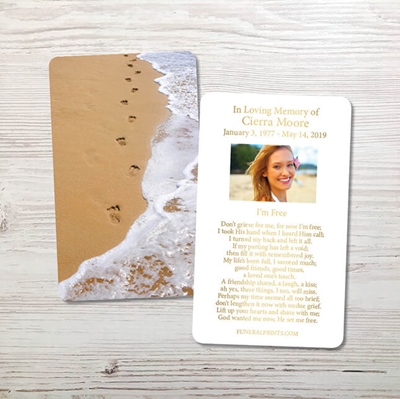 Show details for Foot Prints Gold Foil Memorial Card