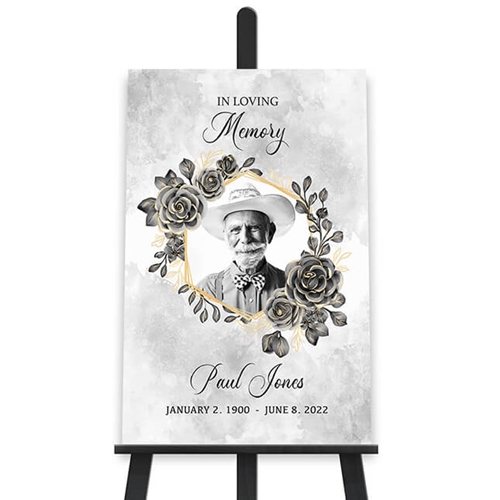 Picture of Black Gold Floral Poster