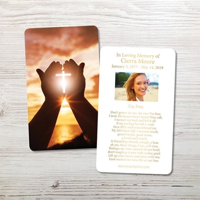 Show details for Cross in Hand Gold Foil Memorial Card