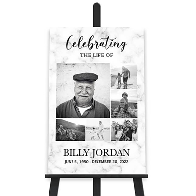 Show details for White Marble Collage Poster