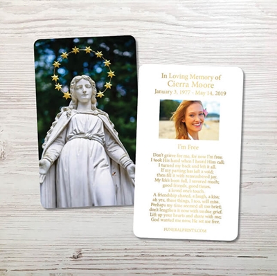 Show details for Statue of Virgin Gold Foil Memorial Card