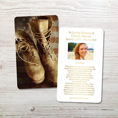 Show details for Flag & Boots 2 Gold Foil Memorial Card
