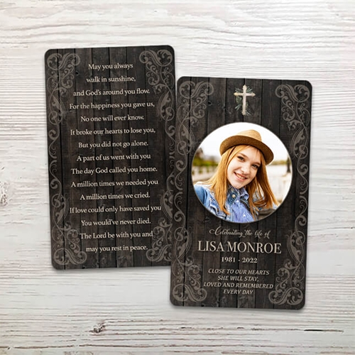 Picture of Rustic Light Brown Memorial Card