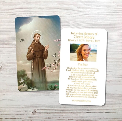 Show details for St. Francis 3 Gold Foil Memorial Card