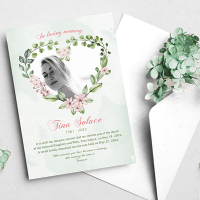 Show details for Heart Floral Announcement