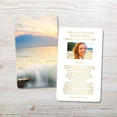 Show details for Morning Ocean Gold Foil Memorial Card