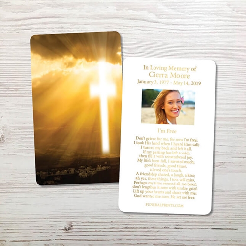 Picture of Cross in Sky Gold Foil Memorial Card