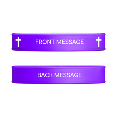 Show details for Purple and White Crosses Wristband