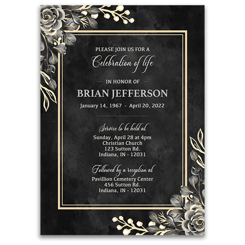 Picture of Black Floral Border Invitation