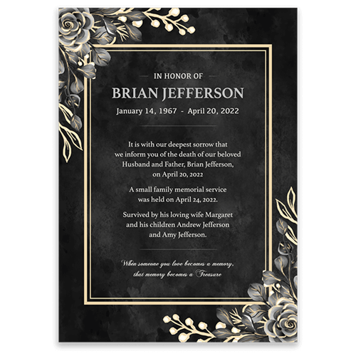 Picture of Black Floral Border Announcement