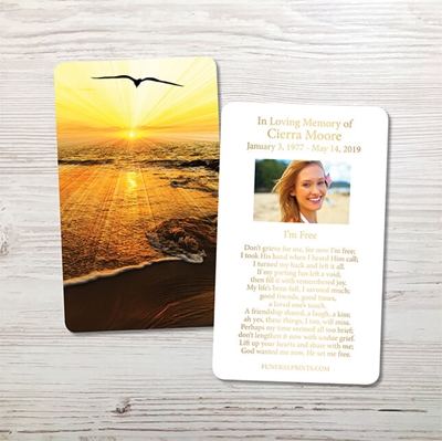 Show details for Sunset Seagull Gold Foil Memorial Card