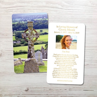 Show details for Celtic Cross 2 Gold Foil Memorial Card