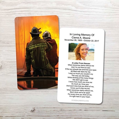 Show details for Fireman Fighting Flames Memorial Card