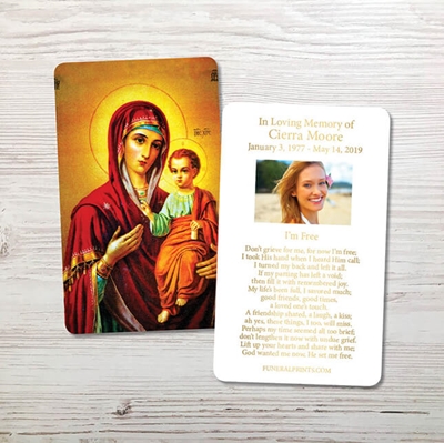 Show details for Virgin Mary with Jesus Gold Foil Memorial Card