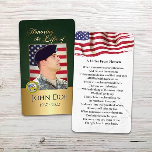 Picture of US Army Memorial Card