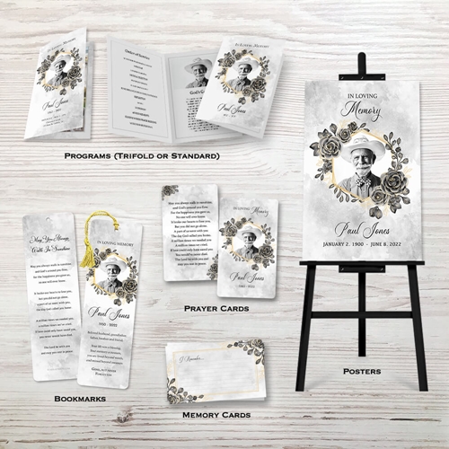 Picture of Black Gold Floral Memorial Package