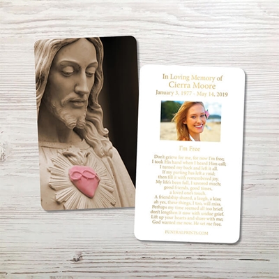 Show details for Sacred Heart Gold Foil Memorial Card