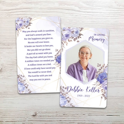Show details for Purple Gold Floral Memorial Card