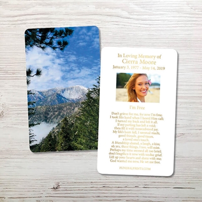 Show details for Mountains Gold Foil Memorial Card