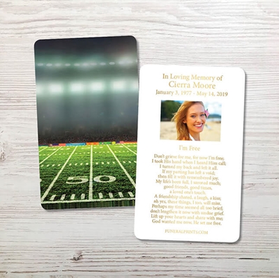 Show details for Football Field Gold Foil Memorial Card