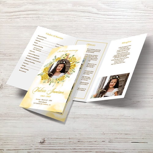 Picture of Yellow Floral Trifold Program 