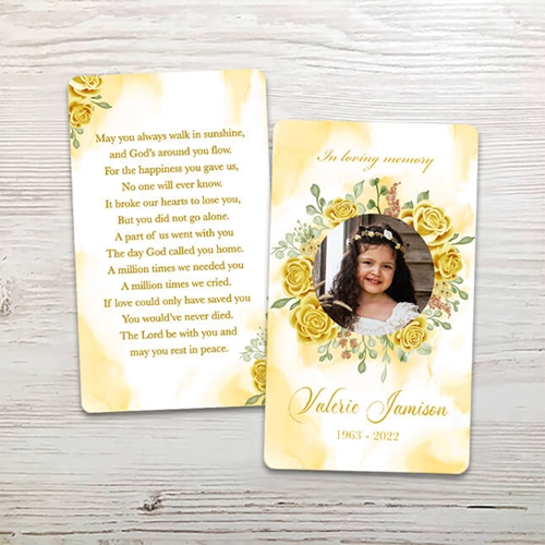 Picture of Yellow Floral Memorial Card