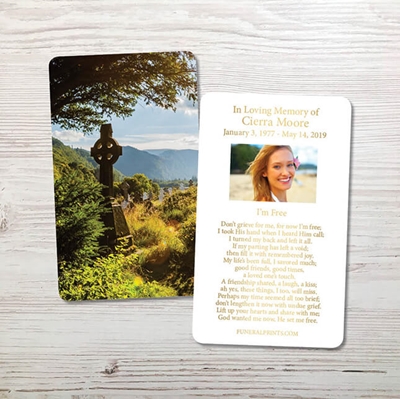Show details for Glendaloug Celtic Cross Gold Foil Memorial Card
