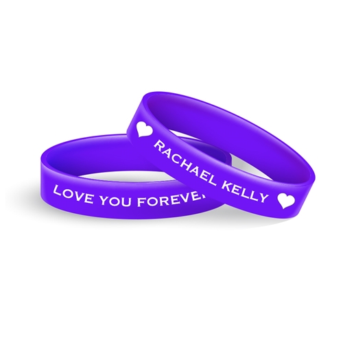 Picture of Purple and White Hearts Wristband