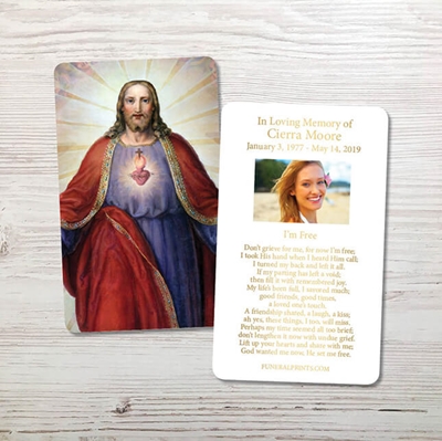 Show details for Jesus Sacred Heart Gold Foil Memorial Card