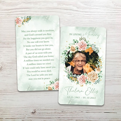 Show details for Multi Gold Floral Memorial Card