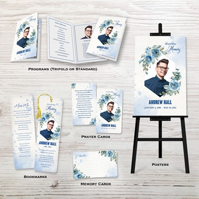Show details for Blue Floral Memorial Package