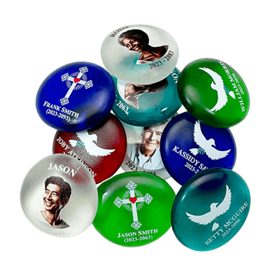 Show details for Frosted Green Cross Memorial Stones