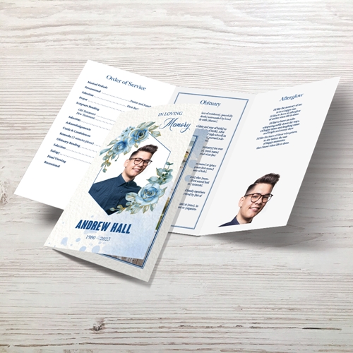 Picture of Blue Floral Trifold Program (MegaEdit)