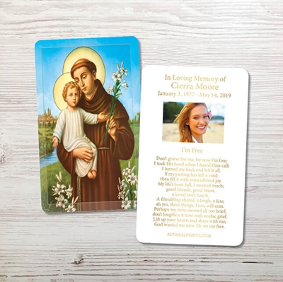 Show details for St. Anthony Gold Foil Memorial Card