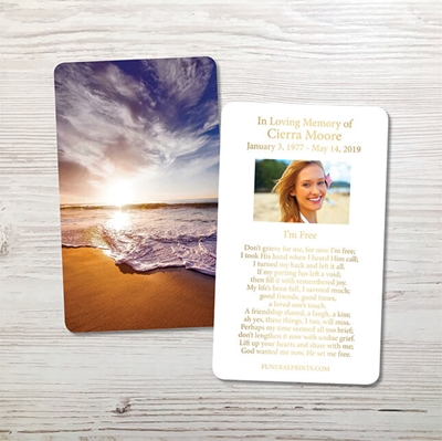 Show details for Oceanfront Gold Foil Memorial Card