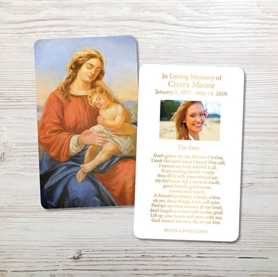 Show details for Mary & Baby Jesus Gold Foil Memorial Card